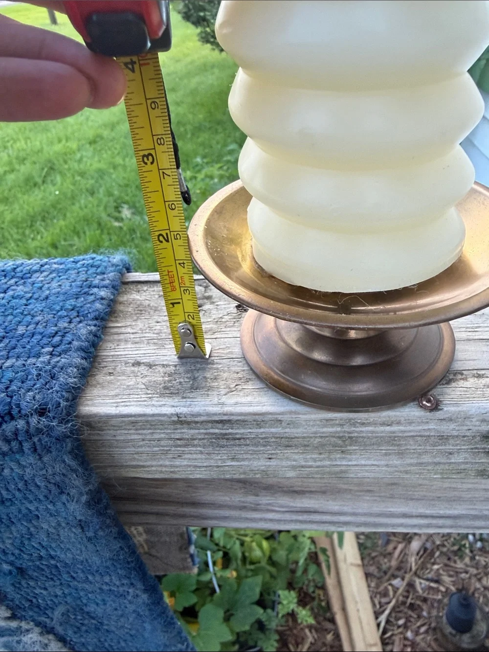 Home Accents Ivory Spiral Pillar Candle with Brass Holder